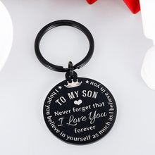 Load image into Gallery viewer, I Love You to My Son Gifts Keychain from Mom Dad Christmas Inspirational Gift Birthday for Stepson Graduation Wedding Fathers Day Valentine Day Back to School 16 Teen Boys Him Men Stocking Stuffers
