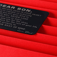 Load image into Gallery viewer, to Son from Dad Valentine Day Gifts Wallet Card Insert for Step Son from Father Birthday Graduation Wedding Fathers Day Christmas for Adult Son Men Back to School 16 Teen Boys Him Inspirational Gift
