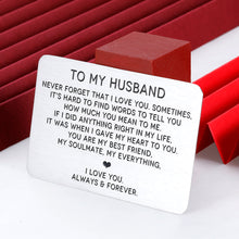 Load image into Gallery viewer, I Love You Gifts to Husband Engraved Wallet Card Insert for Valentines Day Christmas to Men Boyfriend Anniversary Birthday Wedding Father's Day Gift from Wife Girlfriend Groom Fiance Romantic gift
