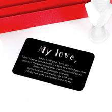 Load image into Gallery viewer, I Love You Valentine Day Gif Engraved Wallet Card Insert for Boyfriend Husband Men Groom Fiancé Christmas Anniversary Wedding for him Birthday Romantic Stocking Stuffers from Wife Girlfriend
