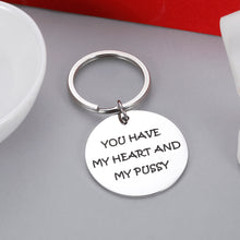 Load image into Gallery viewer, Gifts for Him Keychain for Husband Boyfriend Men Funny Birthday Anniversary Wedding Christmas Couple Gag Gift Hubby from Girlfriend Wife Women Wifey Keyring Present You Have My Heart And My Puy
