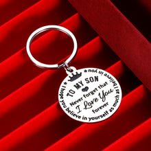 Load image into Gallery viewer, I Love You to My Son Gifts Keychain from Mom Dad Christmas Inspirational Gift Birthday for Stepson Graduation Wedding Fathers Day Valentine Day Back to School 16 Teen Boys Him Men Stocking Stuffers
