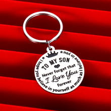 Load image into Gallery viewer, I Love You to My Son Gifts Keychain from Mom Dad Christmas Inspirational Gift Birthday for Stepson Graduation Wedding Fathers Day Valentine Day Back to School 16 Teen Boys Him Men Stocking Stuffers
