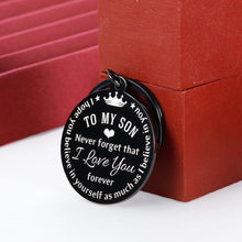 Load image into Gallery viewer, I Love You to My Son Gifts Keychain from Mom Dad Christmas Inspirational Gift Birthday for Stepson Graduation Wedding Fathers Day Valentine Day Back to School 16 Teen Boys Him Men Stocking Stuffers
