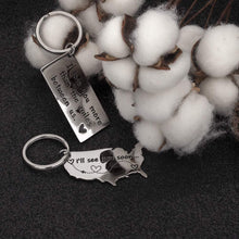 Load image into Gallery viewer, Long Distance Keychain Gifts for Boyfriend Girlfriend Going Away Gift Couple Keychain Christmas Anniversary Birthday Valentine Day Gifts I Love You More Than The Miles Between Us(2pcs)
