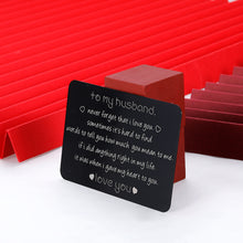 Load image into Gallery viewer, I Love You Gifts to Husband Engraved Wallet Card Insert for Valentines Day Christmas to Men Boyfriend Anniversary Birthday Wedding Father's Day Gift from Wife Girlfriend Groom Fiance Romantic gift
