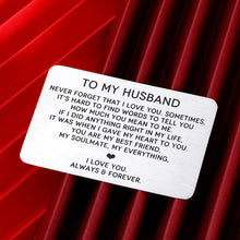 Load image into Gallery viewer, I Love You Gifts to Husband Engraved Wallet Card Insert for Valentines Day Christmas to Men Boyfriend Anniversary Birthday Wedding Father's Day Gift from Wife Girlfriend Groom Fiance Romantic gift
