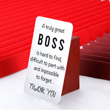 Load image into Gallery viewer, Boss Appreciation Gift Wallet Card Insert for Leader Birthday Supervisor Thank You Gifts Mentor Retirement Leaving Farewell Christmas Women Men Leaders Office Going Away Manager Him Her
