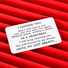 Load image into Gallery viewer, Engraved Wallet Card Insert Gift to Boyfriend Husband Men Him for Christmas Anniversary Birthday Valentines Day Wedding from Wife Girlfriend Card for Groom Engagement Fathers Day Stocking Stuffers
