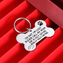 Load image into Gallery viewer, VANLOVEMAC Funny Dog Tag, Bone Engraved Tag, Personalized Puppy Pet ID, Pet Tags for Dogs Cats Kitten, Collar Tag, for Pets New Puppy Stainless Steel
