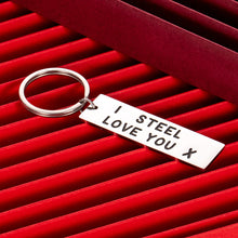 Load image into Gallery viewer, 11 Steel Anniversary Gif for Her Him Funny Couple Keychain for Women Men from Husband Wife Boyfriend Girlfriend Wedding Gifs i Steel Love You Keyring
