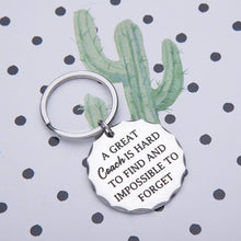 Load image into Gallery viewer, Football Coach Keychain Sports Best Christmas Gifts for Basketball Baseball Swimming Soccer Coaches for Men A Great Coach is Hard to Find and Impossible to Forget Personalized Key Ring Charm Jewelry

