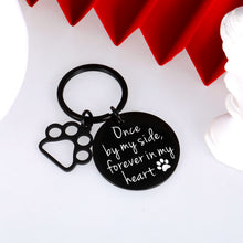 Load image into Gallery viewer, Loss of Pet Dog Memorial Keychain Gifts Remembrance Jewelry for Women Men Kids Boys Girls Pet Sympathy Gift Dog Cat Remembrance Family Once by My Side Passed Away Keepsake Black Key Ring Present
