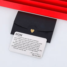 Load image into Gallery viewer, To My Son Gift from Dad Mom Wallet Card Insert Christmas I Love You Birthday for Stepson Valentine Day Inspirational Gift Graduation Wedding Fathers Day Back to School 16 Teen Adult Boys Him Men
