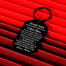 Load image into Gallery viewer, Son Gifts from Mom To My Son Keychain for Boys Stepson Teen Men from Mother Stepmom Inspirational Gifts for Adult Children Son Him Christmas Birthday Valentines Graduation Father Day Wedding Present
