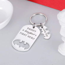 Load image into Gallery viewer, VANLOVEMAC Fathers Day Gift Keychain from Daughter Wife Daddy Birthday Gifts for Stepfather Father in Law Papa Stepdaughter a Daughter’s First Hero Christmas Wedding Anniversary
