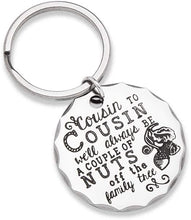 Load image into Gallery viewer, Christmas Gifts for Cousin Keychain Gift Personalised Cousin Birthday Present Family Tree Stocking Stuffers Gift for Men Kids Teen Girls Boys BBF Brother Sister Cousin to Cousin Wedding Graduation
