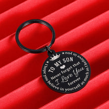 Load image into Gallery viewer, I Love You to My Son Gifts Keychain from Mom Dad Christmas Inspirational Gift Birthday for Stepson Graduation Wedding Fathers Day Valentine Day Back to School 16 Teen Boys Him Men Stocking Stuffers
