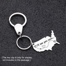 Load image into Gallery viewer, Long Distance Keychain Gifts for Boyfriend Girlfriend Going Away Gift Couple Keychain Christmas Anniversary Birthday Valentine Day Gifts I Love You More Than The Miles Between Us(2pcs)
