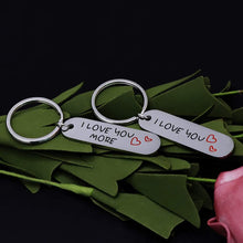 Load image into Gallery viewer, Couple Keychains Set I Love You More Christmas Gifs for Him And Her Anniversary Wedding Gif for Girlfriend Boyfriend Husband Wife Best Friend Gifs Long Distance Relationship Valentine (2pcs)
