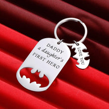 Load image into Gallery viewer, VANLOVEMAC Fathers Day Gift Keychain from Daughter Wife Daddy Birthday Gifts for Stepfather Father in Law Papa Stepdaughter a Daughter’s First Hero Christmas Wedding Anniversary

