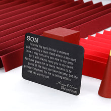 Load image into Gallery viewer, To My Son Gift from Dad Mom Wallet Card Insert Christmas I Love You Birthday for Stepson Valentine Day Inspirational Gift Graduation Wedding Fathers Day Back to School 16 Teen Adult Boys Him Men
