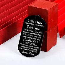 Load image into Gallery viewer, Son Gifts from Mom To My Son Keychain for Boys Stepson Teen Men from Mother Stepmom Inspirational Gifts for Adult Children Son Him Christmas Birthday Valentines Graduation Father Day Wedding Present

