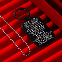 Load image into Gallery viewer, Chain to My Son Inspirational Tag Necklace with Keychain Son Gifts from Dad Mom Christmas Birthday I Love You Stocking Stuffers Graduation Father's Day Gifts for Adult Men Stepson Teen Boys Him
