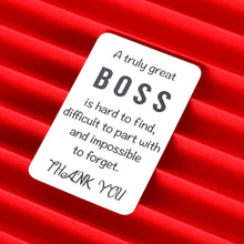 Load image into Gallery viewer, Boss Appreciation Gift Wallet Card Insert for Leader Birthday Supervisor Thank You Gifts Mentor Retirement Leaving Farewell Christmas Women Men Leaders Office Going Away Manager Him Her
