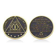 Load image into Gallery viewer, Sobriety Recovery Gifts Christian Sobriety Coin Chip 1 Year for Woman Men Him Friends Inspirational Birthday Christmas Gift for AA Recovery Encouragement Stocking Stuffer Serenity Prayer Gift
