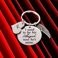 Load image into Gallery viewer, Dad Memorial Gift Keychain for Loss of Father Daughter Son in Memory of Daddy Remembrance Jewelry Sympathy Gift I Used to Be His Angel Keyring

