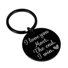 Load image into Gallery viewer, Boyfriend Girlfriend Birthday Gift for Him Her Funny Couple Keychain for Wife Husband Wedding Women Men Boys Girls i Love You Most The End i Win Anniversary Valentine Day (Black)
