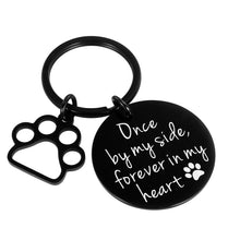 Load image into Gallery viewer, Loss of Pet Dog Memorial Keychain Gifts Remembrance Jewelry for Women Men Kids Boys Girls Pet Sympathy Gift Dog Cat Remembrance Family Once by My Side Passed Away Keepsake Black Key Ring Present
