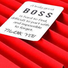 Load image into Gallery viewer, Boss Appreciation Gift Wallet Card Insert for Leader Birthday Supervisor Thank You Gifts Mentor Retirement Leaving Farewell Christmas Women Men Leaders Office Going Away Manager Him Her
