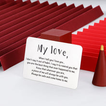 Load image into Gallery viewer, I Love You Valentines Day Gift Engraved Wallet Card Insert for Boyfriend Husband Men Groom Fiancé Christmas Anniversary Wedding for him Birthday Romantic Stocking Stuffers from Wife Girlfriend
