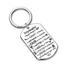 Load image into Gallery viewer, to My Daughter Gift Funny Keychain for Daughter Stepdaughter Inspirational Keyring from Mom Dad Birthday Christmas Valentines Day Graduation Anniversary 16 Adults Teen Girls Princesses Mother’s Day
