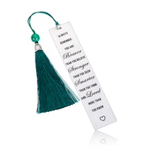 Load image into Gallery viewer, Bookmark with Tassel Inspirational Gift for Women Men Kids Reader Metal Bookmark for Book Lover Student Friends Stainless Steel Office Gifts Birthday for Daughter Son from Mom Dad Always Remember
