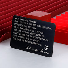 Load image into Gallery viewer, I Love You Wallet Card Insert Anniversary Gif for Men Christmas Gifs for Boyfriend Valentine Day Couple Gifs for Husband Fathers Day for Him Birthday Wedding for Groom Fiance Him
