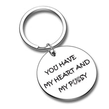 Load image into Gallery viewer, Gifts for Him Keychain for Husband Boyfriend Men Funny Birthday Anniversary Wedding Christmas Couple Gag Gift Hubby from Girlfriend Wife Women Wifey Keyring Present You Have My Heart And My Puy
