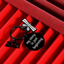 Load image into Gallery viewer, Class of 2021 Keychain Graduation Gifts for Students Nurse Her Inspirational Key Ring Him Grads Daughter Son from Dad Mom Women Men College Boys Girls My Story is Just Beginning Birthday
