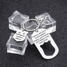Load image into Gallery viewer, Police Officer Gifts Keychain Cop Gift for Husband from Wife Boyfriend Police Gift from Girlfriend Women Men Protect and Serve to The Highest Degree Key Ring Dog Tag
