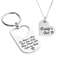 Load image into Gallery viewer, Best Gift for Dad Keychain Pendant - Daddy I Will Always Be Your Little Girl Stainless Steel Key Ring Charm Pendant, Best Father‘s Day Gift from Daughter (Gift Package)
