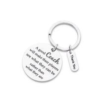 Load image into Gallery viewer, Coach Gift Appreciation Sport Keychain for Basketball Football Baseball Swimming Soccer Gymnastics Retirement Birthday Coaches Men Women from Boys Girls Cheer Key Ring
