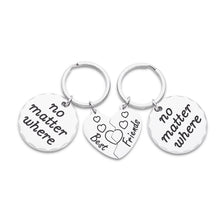 Load image into Gallery viewer, Best Friend Christmas Gifts Keychain Set Stocking Stuffers No Matter Where Best Friends- BFF Birthday Gift Friendship for Women Men Girls Boys Puzzle Graduation Wedding Wedding Key Ring (2pcs)
