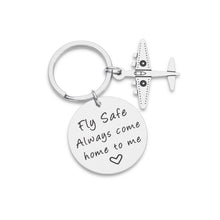 Load image into Gallery viewer, Pilot Gift for Men Women Aviator Fly Safe Keychain Birthday for Flight Attendant Traveling Present from Boyfriend Girlfriend Dad Mom Friend Key Ring
