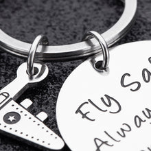 Load image into Gallery viewer, Pilot Gift for Men Women Aviator Fly Safe Keychain Birthday for Flight Attendant Traveling Present from Boyfriend Girlfriend Dad Mom Friend Key Ring
