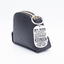 Load image into Gallery viewer, To My Son Inspirational Christmas Gif Keychain for Boys Teenage Kids from Dad Father In Law Men Birthday College Graduation Encouragement Stocking Stuffers Key Ring Gifs Family
