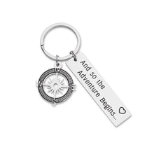 Load image into Gallery viewer, Inspirational Gift Keychain The Adventure Begins Moving Gift for Women Man
