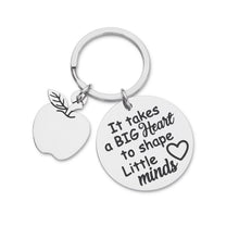 Load image into Gallery viewer, Teacher Appreciation Gifts for Women Men Graduation Keychain from Teen Student Boys Girls Preschool Gift Mom Dad Thank You Gift It Takes Big Heart to Shape Little Minds Key Ring
