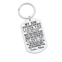 Load image into Gallery viewer, Inspirational Gift to Son from mom-Never Forget How Much i Love You Gift Keychain for Teen Boy from Mother in Law Stepmom
